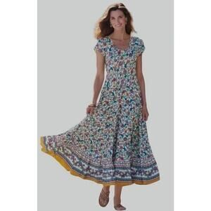 Soft Surroundings Kara Maxi Dress 2x Tiered Floral Boho Peasant Cottagecore